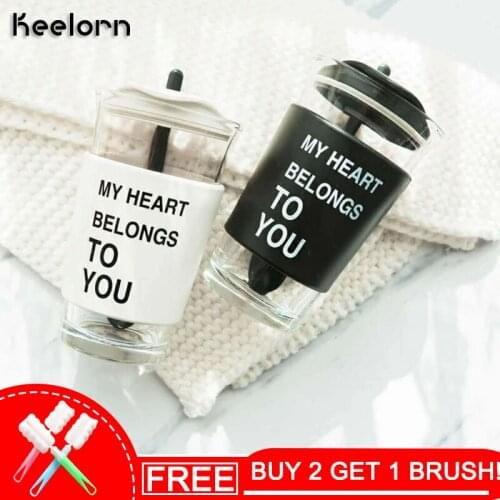 Keelorn 460ML High Quality Glass Water Bottles Brief Coffee With Lid Thermal Insulation Creative Water Bottles Kettle