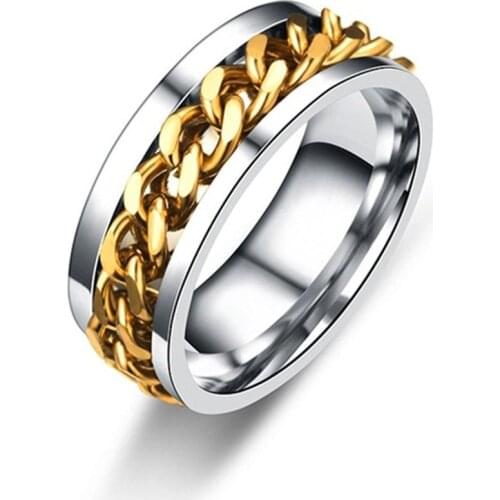 Rotatable Chain Rings For Women Men Stainless Steel Fingers Accessories Female Fashion Jewelry Rings