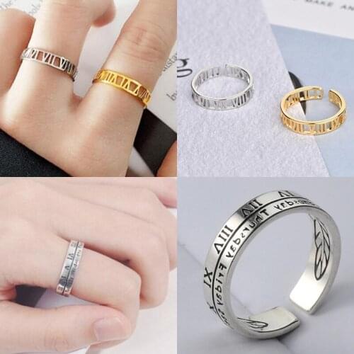 Fine Jewelry Top Quality Roman Number Ring Gold and Silver Color Hollow Out Wedding Rings For Women Men Fashion Jewelry