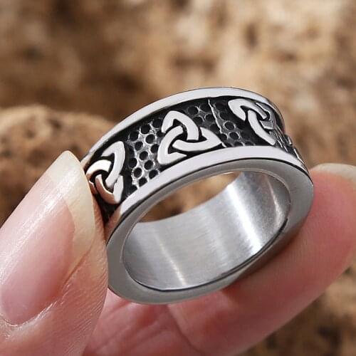 Vintage Stainless Steel Viking Odin Trinity Ring Punk Simple Nordic Celtics Knot Ring Men Women Amulet Fashion Jewelry Gift