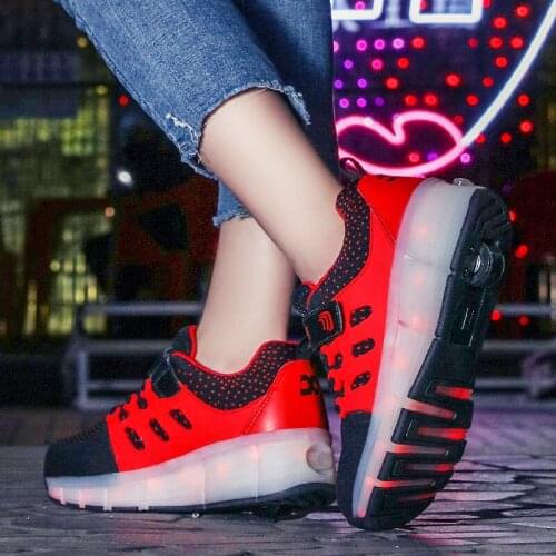 Roller Skate Shoes for Kids Boys Girls LED USB Lighted Wheels Sneakers with One Wheel Children Boy Girl Tennis Sneaker Pink Shoe
