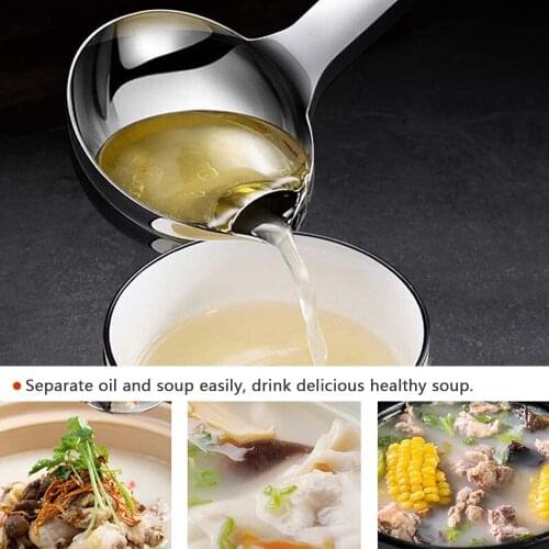 Stainless Steel Oil Separator Kitchen Accessories Gadgets Ladle Gravy Food Fat Separator Skimmer Spoon