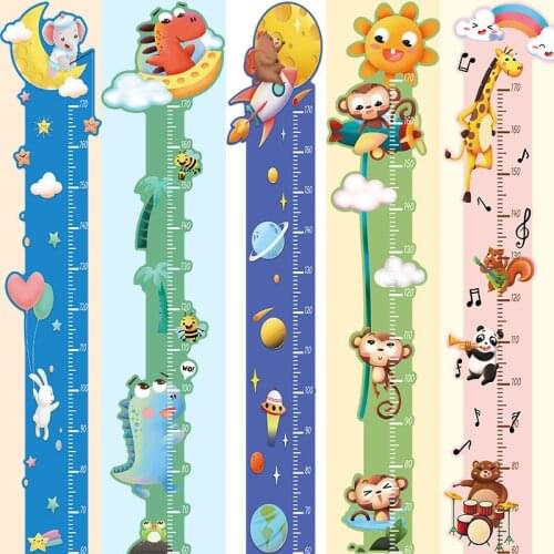 Cartoon Animals Height Measure Wall Sticker for Kids Room Decoration Teens Children Bedroom Nursery PVC Wall Stickers Home Decor