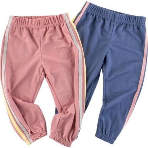 New Arrival Stripe Casual Sport Breathable 100% Cotton Children Kids Boutique Girls Pants