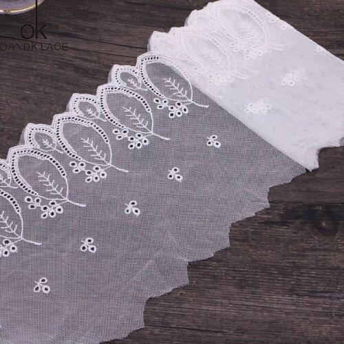 New 2 yard 19 cm white high quality clothing material DIY process wedding embroidery lace