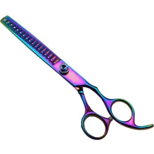 6.5 inch rainbow color dog pet chunker scissors