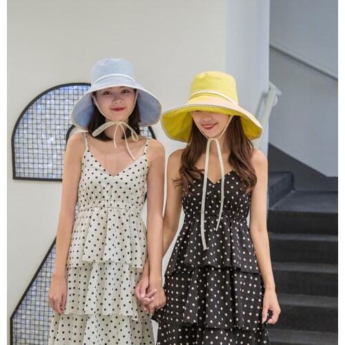 New Fisherman Hat Woman Spring Summer Sunshade Hat Candy Color Flat Top Bucket Hats Head Outdoor Bucket Caps Sun Tourist Cap