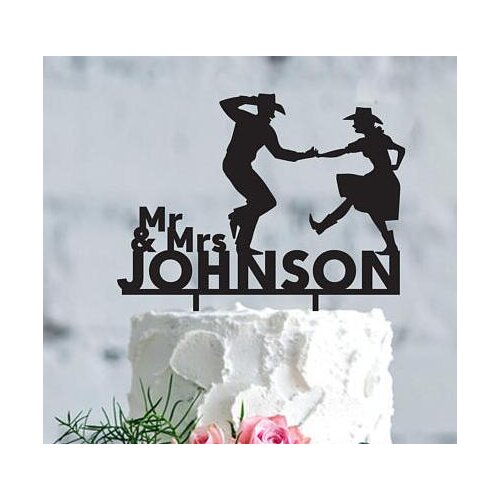 Personalized YeeHaa Cowboys couples wedding Acrylic cake toppers bridal shower engagement party decorations