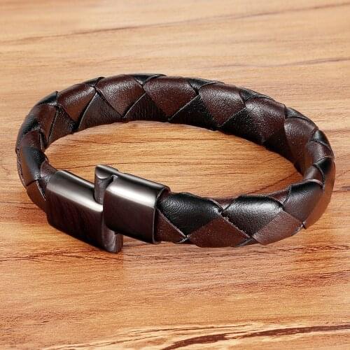 TYO Big Discount Price Braided Bracelet Black & Coffee Adjustable Size Leather Charm Bracelet For Male Birthday Party Gift 2020