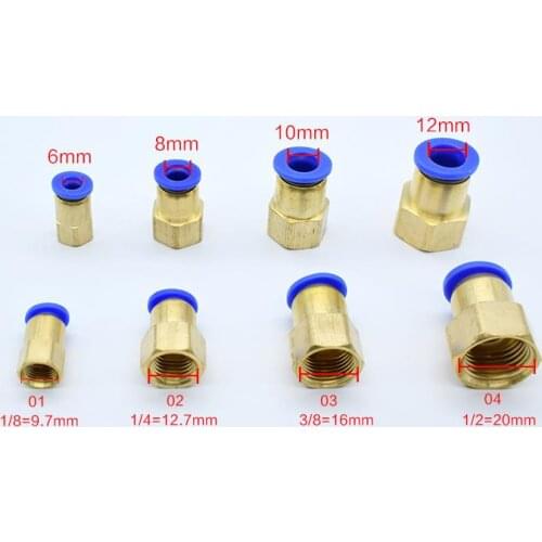 PCF 4mm-12mm Pneumatic fitting thread M5*0.8 1/8" 1/4" 3/8" 1/2" air Thread Female Straight Air Fitting Connect