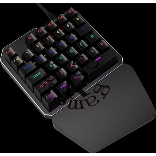 Coolbaby RS-7 7 Colors LED 35 keys Backlight Single Hand Professional Gaming Keyboard USB Wired Anti-Ghosting Keyboard For Game