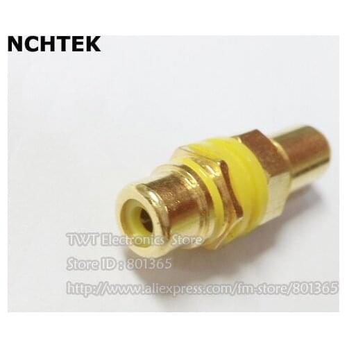 NCHTEK RCA Female to Female Feed through Panel Mount Connectors , Yellow Ring, Gold , Free shipping/10PCS