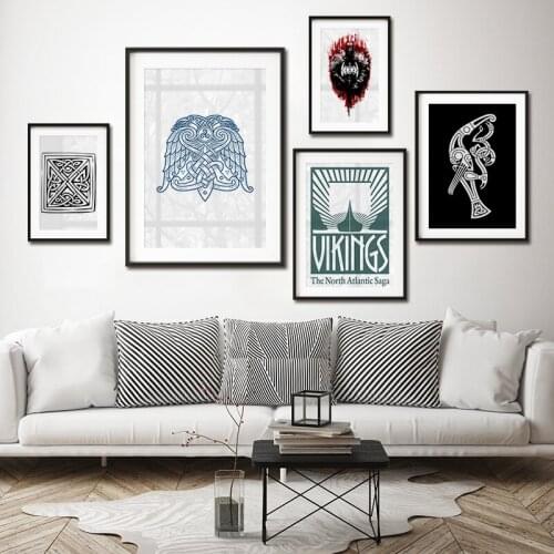 Scandinavian Vikings Norse The North Atlantic Saga Poster and Print Vintage Wall Art Pictures Canvas Painting for Living Room