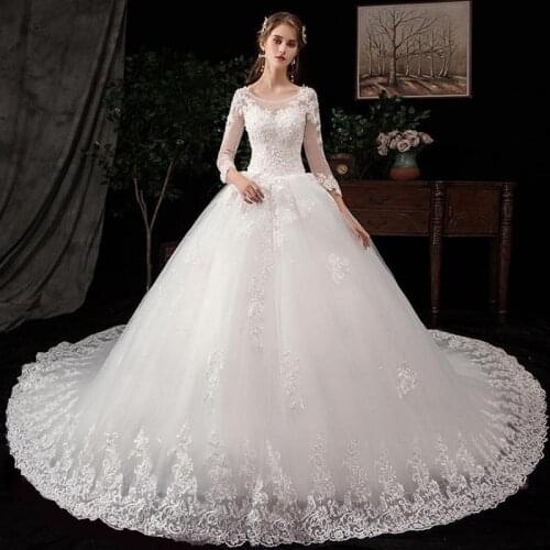 Wedding Dresses 2020 Gryffon Full Sleeve With 1.5m Train Ball Gown Luxury Wedding Gowns Custom Size Vestido De Noiva