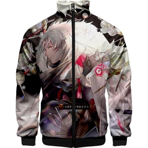 New Inuyasha 3D printed Stand Collar Zipper Jacket men women Fashion Inuyasha sweatshirt Ainme long sleeve boy Jackets clothes