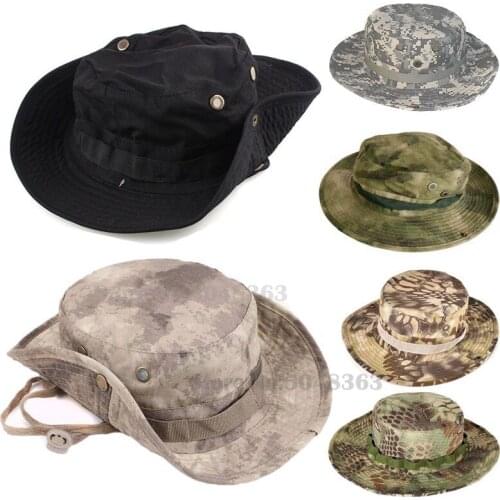 Military Boonie Hat Camouflage Tactical Cap US Army Camo Caps Men Outdoor Sports Sun Bucket Cap Fishing Hiking Hunting Hats