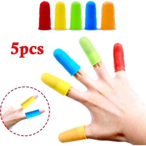 5Pcs Finger Protector Elastic Silicone Sleeve Scald-Proof Anti-Slip Anti-Cut Fingers Cover For Cooking Handwork Kitchen Tools
