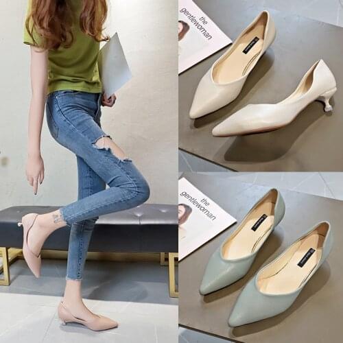 3.5cm Low Heel Womens Shoes Pointed Stilettos Shoes Office Ladies Pumps Heels