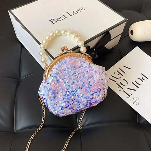 Women Bags Fashion Handbags Designer Bags for Ladies Shoulder Crossbody Bags Popular Female Bags Sequins Chains Mini Shell Bags