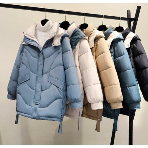 Snow Wear Long Winter Coat Women Spliced Hooded Warm Parkas Female Hooded Padded Winter Jackets Women Clothing Chaqueta mujer
