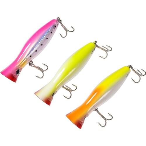 1PC Big Popper Lure Hard Fishing Baits Top Water Lure Saltwater Artificial Bait For Bass Isca Pesca 3 Colors