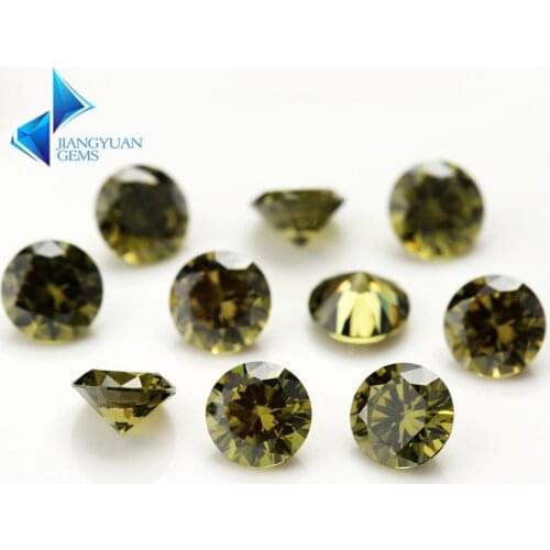 1000pcs 0.8~4mm Olive Green Color Wholesale 5A CZ Stone Brilliant Round Cut Cubic Zirconia For Sale