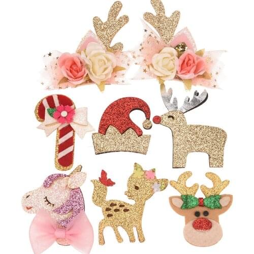 40pcs Boutique christmas hair accessories unicorn accessory antler Headwrap Cute christmas Accessory No Hair bows No Hair clip
