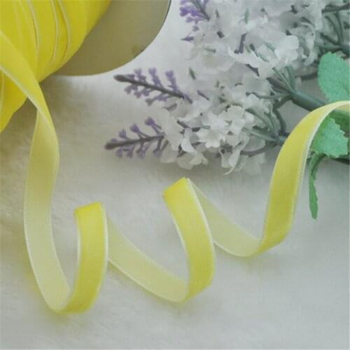 5Yards 2/8" 6 mm velvet ribbon appliques/craft/sewing DIY Light yellow VR19-1