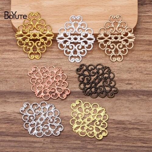 BoYuTe (50 Pieces/Lot) 36*30MM Metal Brass Filigree Findings Diy Hand Made Jewelry Materials Wholesale