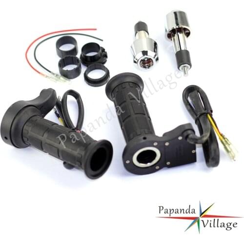 Black Motorcycle 7/8" Handlebar Grips Heated Grip 22mm Warmer Hand Grips for Honda Yamaha Street Bike Gold Wing GL1200 VT750