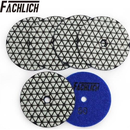 FACHLICH 6units Dry Diamond Resin Bond Polishing Pads Flexible Sanding Disk For Stone Granite and Marble Dia 100mm/4inch