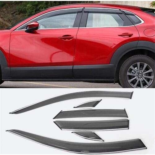 For 6PCS Mazda CX-30 Car Window Visor Windows Side Waterproof Decoration Shield Exterior Accessories Body Kit CX30 2020 2021