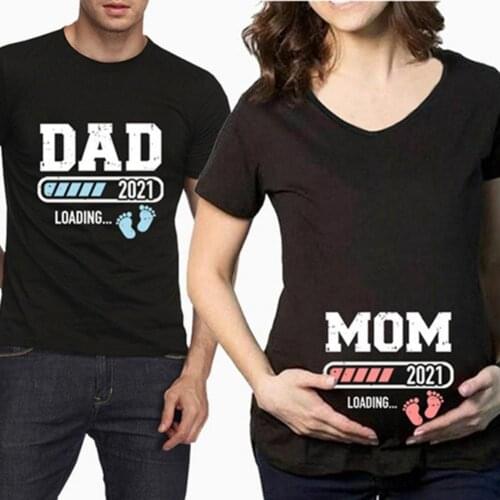 Baby Loading 2021 Women Printed Pregnant T Shirt Girl Maternity Short Sleeve Pregnancy Announcement Shirt New Mom Clothes