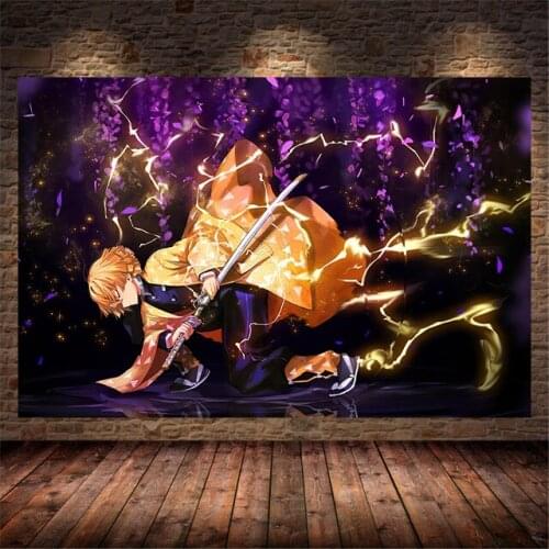 Zenitsu Agatsuma Demon Slayer Anime Canvas Painting Decor Wall Art Pictures Home Prints Room Decoration Kimetsu No Yaiba Cuadros