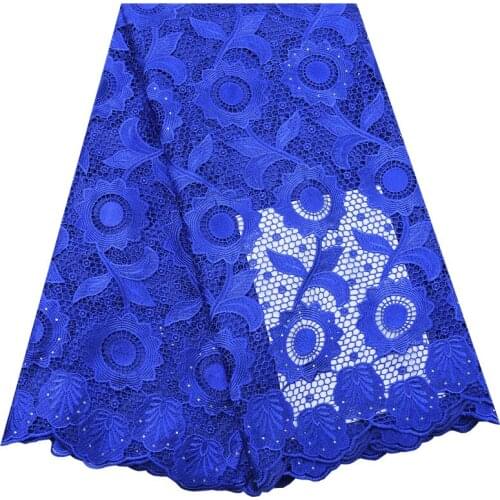 Royal Blue African Dry Lace Fabric Water Soluble Nigerian Laces Fabric 2020 High Quality French Guipure Cord Lace Fabric 1796