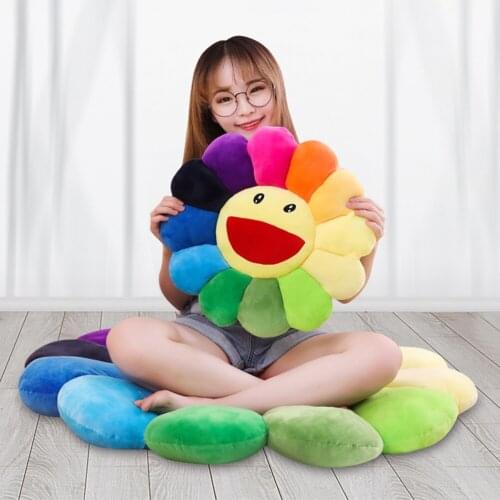 Colorful Sunflower Plush Toy Smile Sunflower Stuffed Plush Cushion Cushion Home Bedroom Decoration ChildrenS Toy Gift