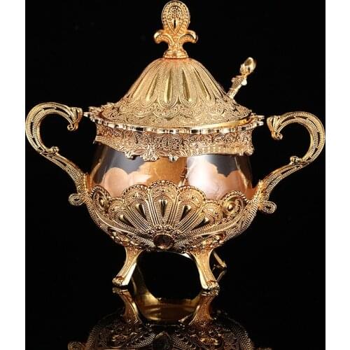 Creative alloy glass translucent seasoning jar High-grade European household kitchen utensils Vintage seasoning box with lid