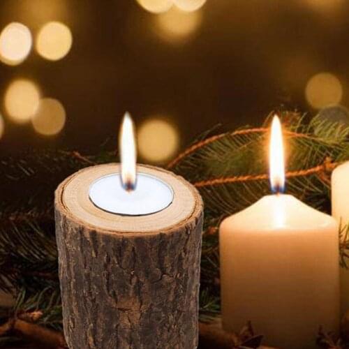 Creative Wooden Candlestick Succulent Plant Pot Tray Candle Holder Table Desktop Decoration Rustic Wedding Holiday Decor