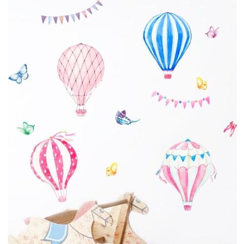 Cute hot air balloon Wall Sticker bedroom decorations wallpaper kids baby rooms Mural Removable decal pink blue nursery stickers
