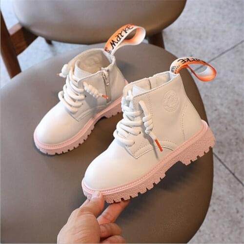 Girls Fashion Boots Boys Shoes Autumn Winter Pu Leather Children Boots Toddlers Lace-up Platform Warm Winter Kids Snow Shoes