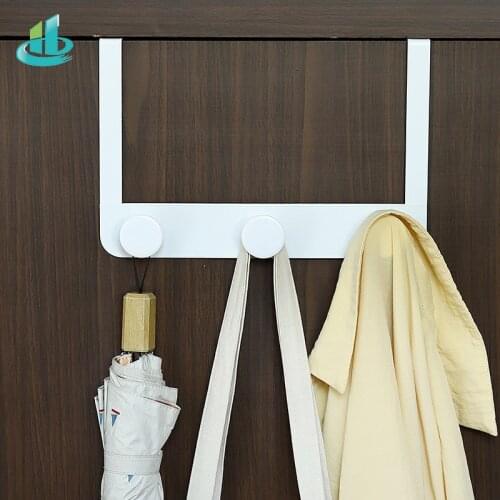 Practical Metal Door Hook with Plastic Hanger Durable 3/4 Hooks Towel Hat Clothes Wall Hook Over Door Storage Rack for Bedroom