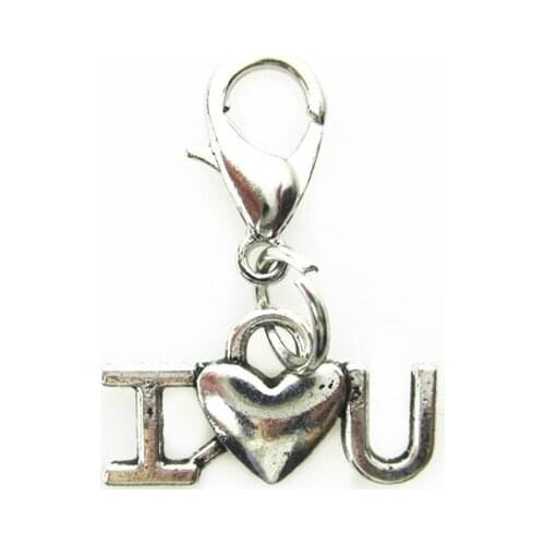 New Arrive 10pcs I love You Dangle Charms Lobster Clasp Charms Diy Jewelry Accessory for Bracelets Pendants Hanging Charms