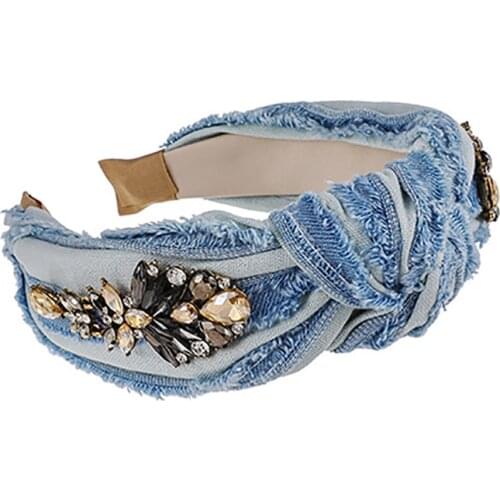 ZHINI Korean Fashion Knot Rhinestone Hairbands for Women Personality Punk Cowboy Headband Hair Accessories Wedding Jewelry