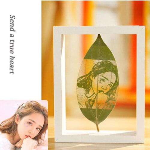 Personalized Leaf Carving Picture Silhouette Couple Souvenir Handmade Birthday Gift Custom Photo Frame Creative Home Decorations