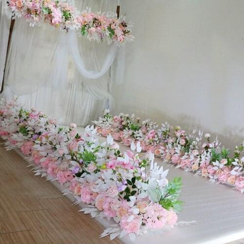 Customize wedding flowers props row simulation road lead flower stage decoration square pavilion round ceremony T table flower