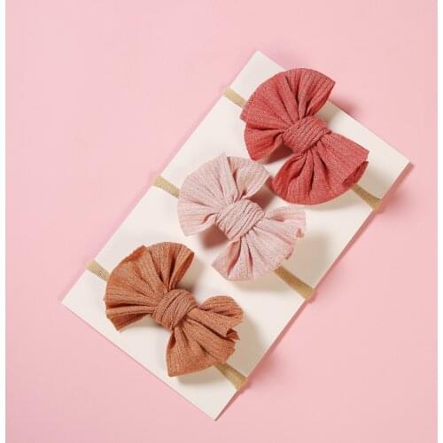 3pcs/lot Baby Girls Bowknot Nylon Headband Newborn Elastic Candy Color Headwear Accessories Hair Ring Child Kids Hair Band Gift