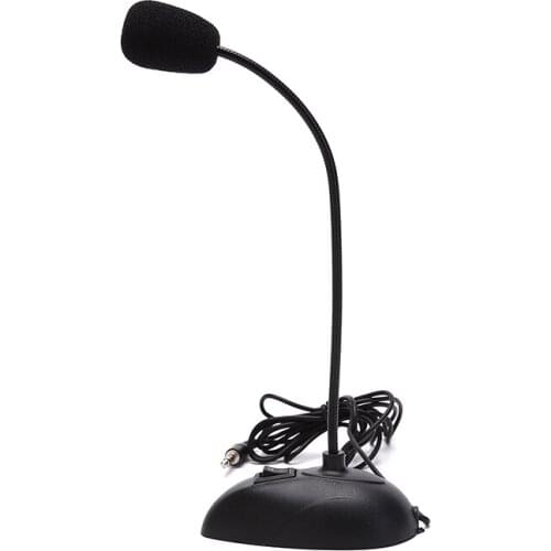 3.5mm Plug Gooseneck Wired Mic Mini Studio Speech Microphone for Computer PC Desktop Notebook