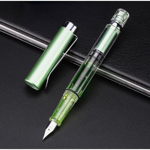 Transparent Piston Fountain Pen With Silver Clip Fashion Colorful Ink Pens For Student Office
