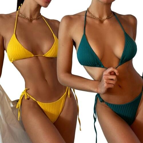 Sexy Womens Swimwear Brazilian Bikini Two-piece Bikini Set Push-up Sling Swimwear Bandage Swimwear Summer Swimsuit 2021