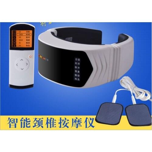 Neck cervical traction EMS therapy massage collar infrared heating magnet vibration massager Pain Relief +2 Electrode paste pads